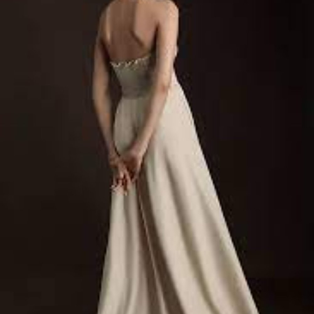 BHLDN ELSIE STRAIGHT-NECK SATIN A-LINE GOWN - Picture 3 of 4